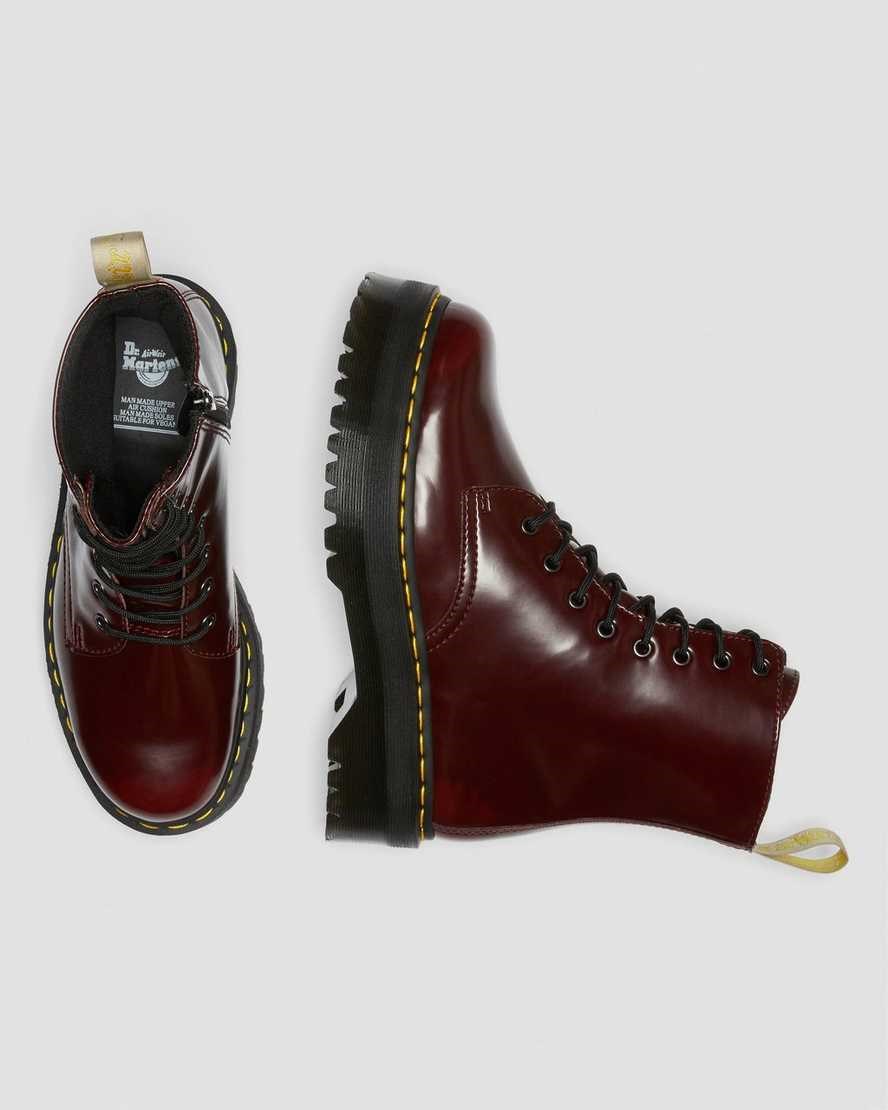 Men's Dr Martens Vegan Jadon II Zip Up Boots Cherry Red Oxford Rub Off | 581MVBNAK