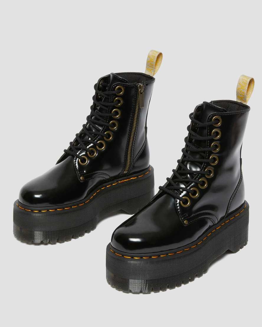 Men's Dr Martens Vegan Jadon Max Zip Up Boots Black Oxford | 075OEIVLS