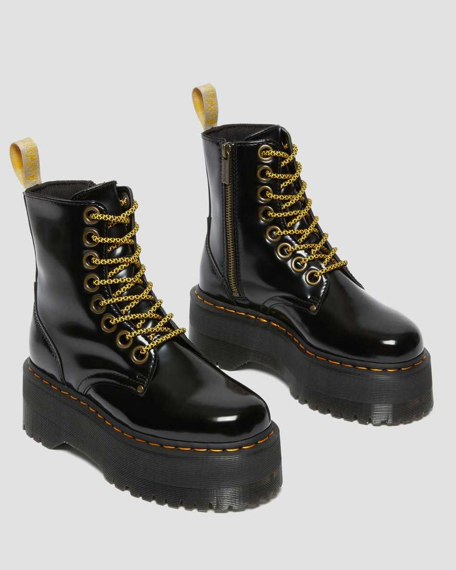 Men's Dr Martens Vegan Jadon Max Zip Up Boots Black Oxford | 075OEIVLS