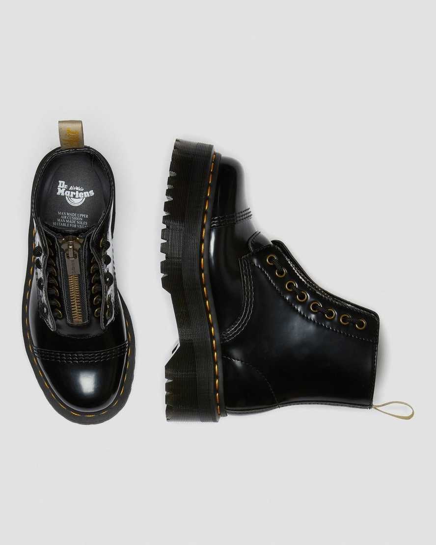 Men's Dr Martens Vegan Sinclair Zip Up Boots Black Oxford | 037XTSPRZ