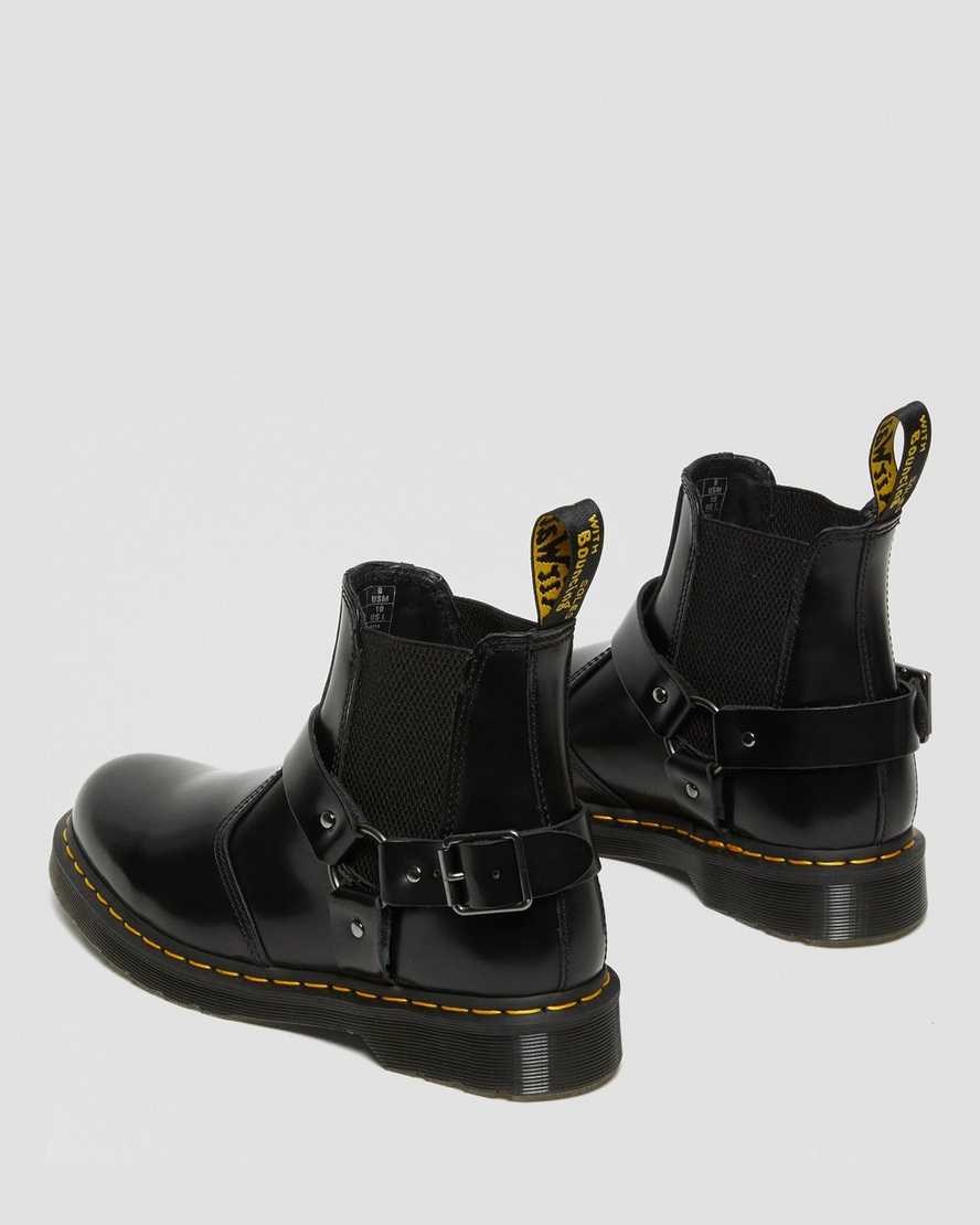 Men's Dr Martens Wincox Smooth Leather Ankle Boots Black Polished Smooth | 071RUKBFG