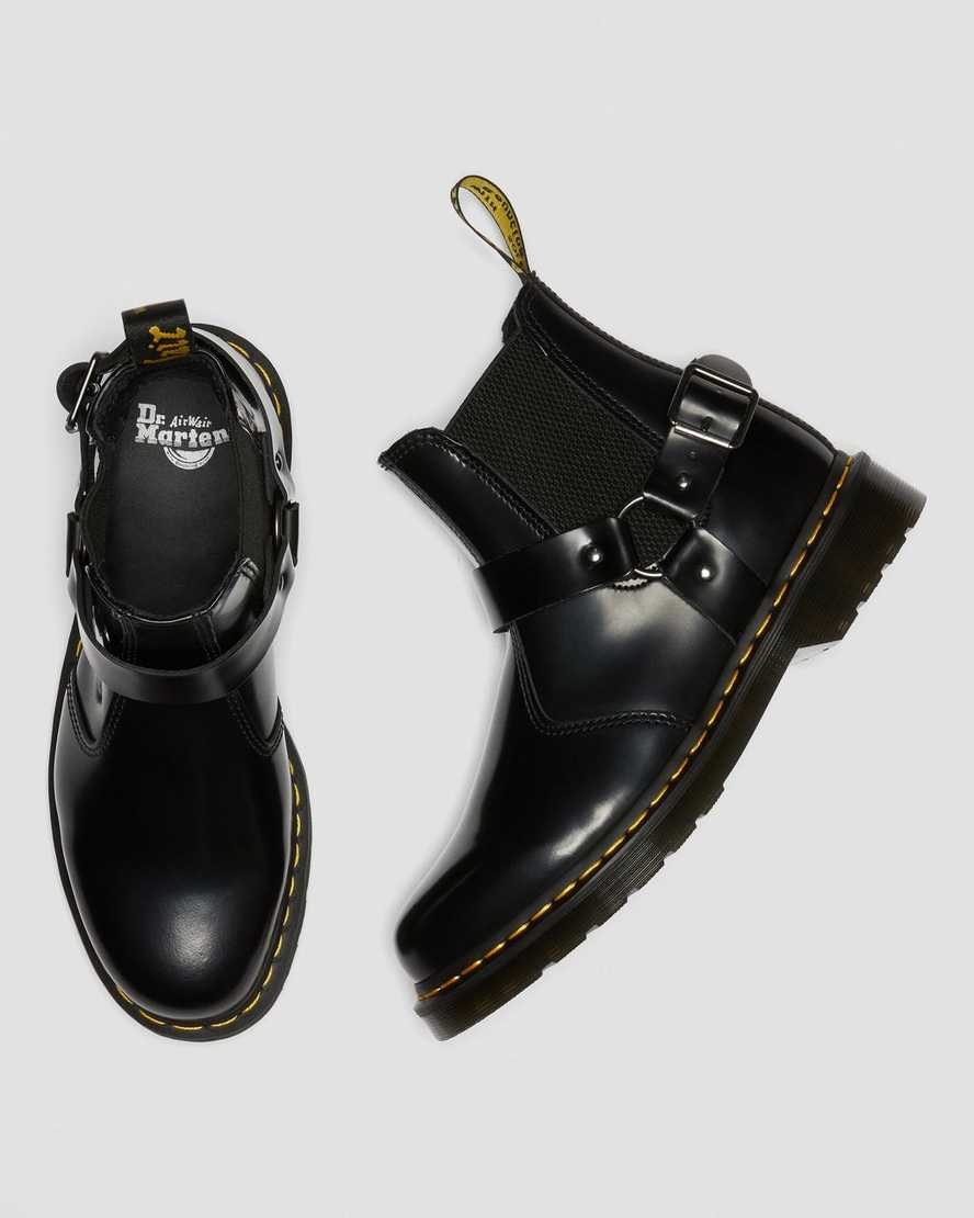 Men's Dr Martens Wincox Smooth Leather Chelsea Boots Black Polished Smooth | 913ASTNMB