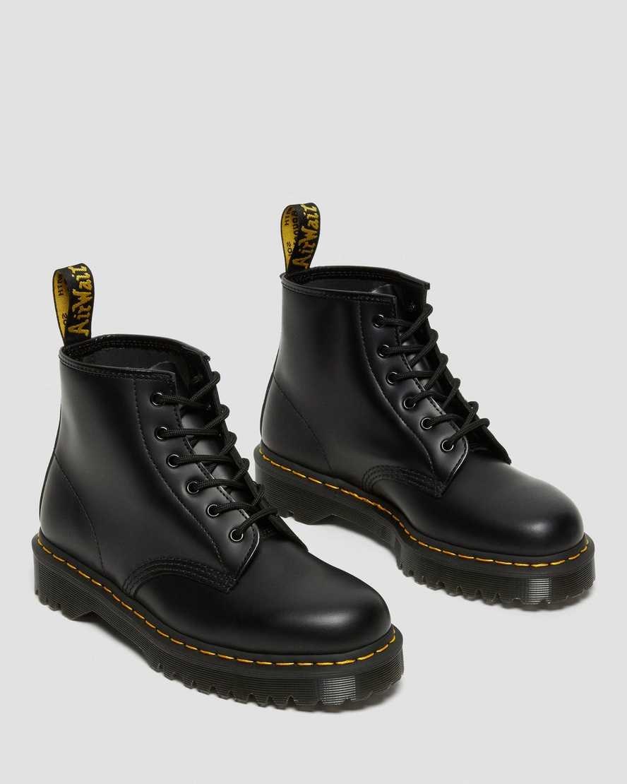 Women's Dr Martens 101 Bex Smooth Leather Lace Up Boots Black Smooth Leather | 103FPQTZX