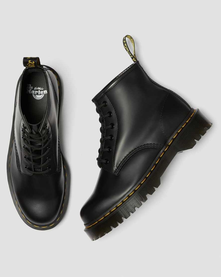 Women's Dr Martens 101 Bex Smooth Leather Lace Up Boots Black Smooth Leather | 103FPQTZX