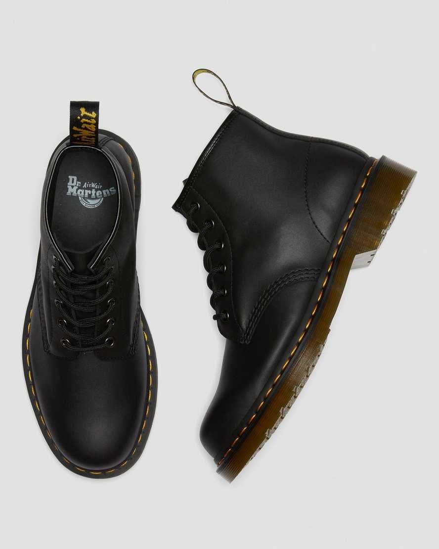 Women's Dr Martens 101 Leather Ankle Boots Black Nappa | 567TDLJBA