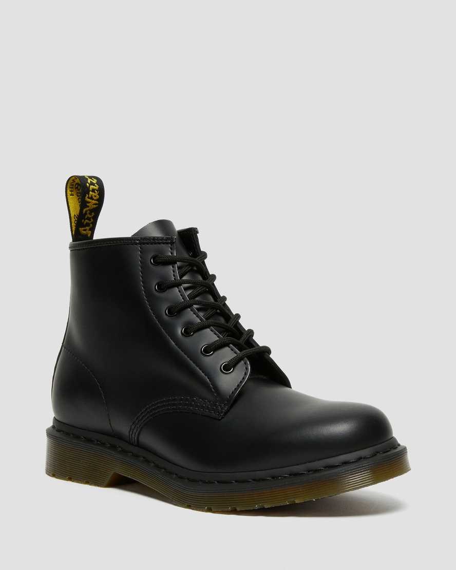 Women\'s Dr Martens 101 Smooth Leather Ankle Boots Black Smooth Leather | 106BLMFWI