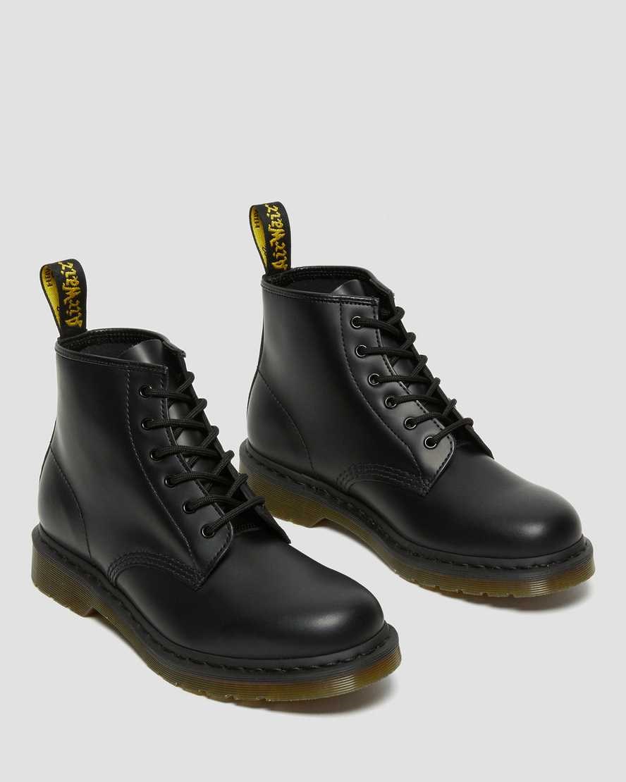 Women's Dr Martens 101 Smooth Leather Lace Up Boots Black Smooth Leather | 369FQNWLD