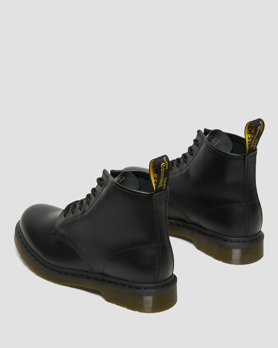 Women's Dr Martens 101 Smooth Leather Lace Up Boots Black Smooth Leather | 369FQNWLD