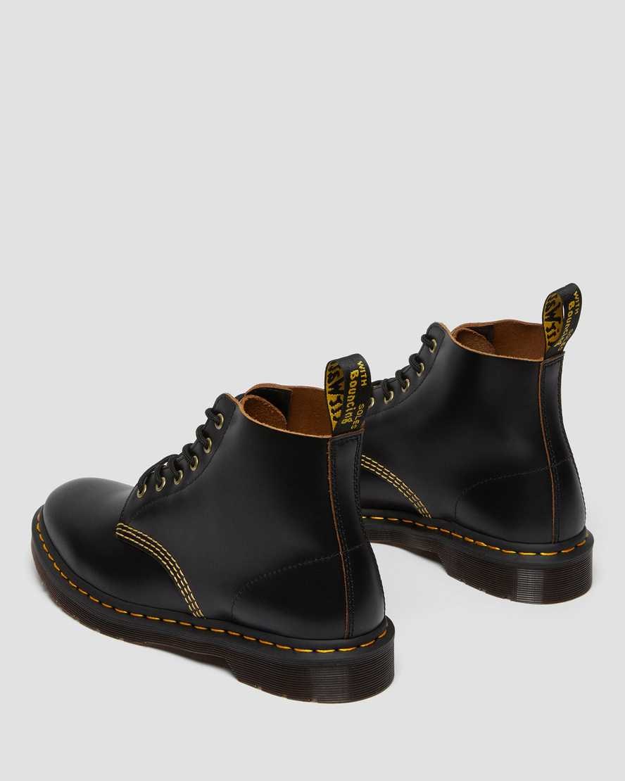 Women's Dr Martens 101 Vintage Smooth Leather Lace Up Boots Black Vintage Smooth | 142TXCAYF