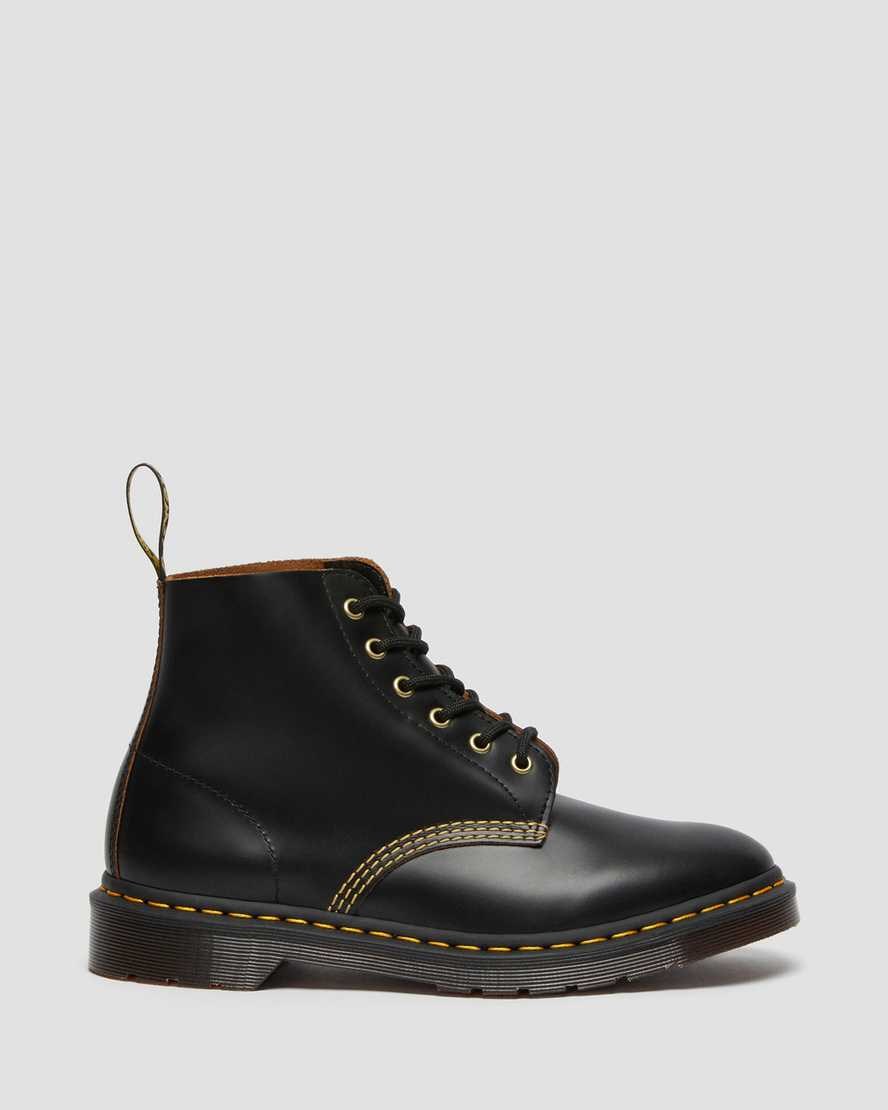 Women's Dr Martens 101 Vintage Smooth Leather Lace Up Boots Black Vintage Smooth | 142TXCAYF