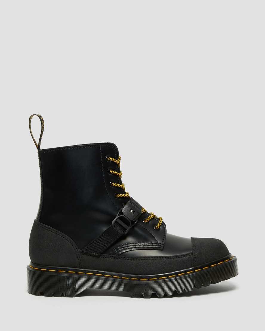 Women's Dr Martens 1460 Bex Tech Made in England Leather Ankle Boots Black Smooth | 312NGLUQD