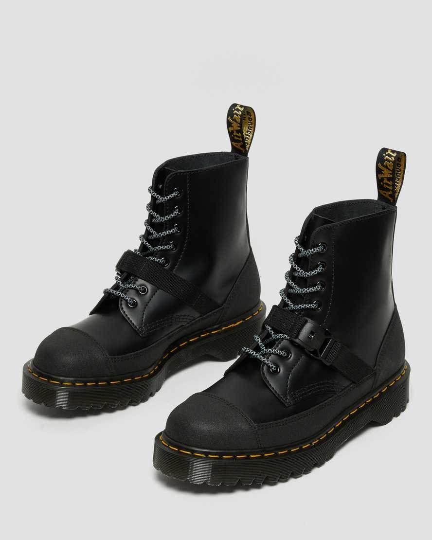 Women's Dr Martens 1460 Bex Tech Made in England Leather Ankle Boots Black Smooth | 312NGLUQD