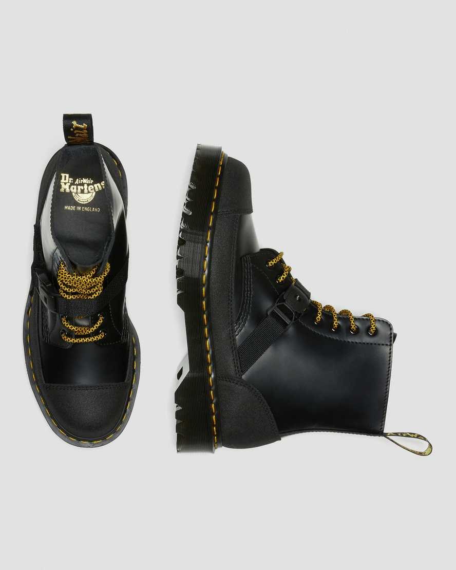 Women's Dr Martens 1460 Bex Tech Made in England Leather Ankle Boots Black Smooth | 312NGLUQD