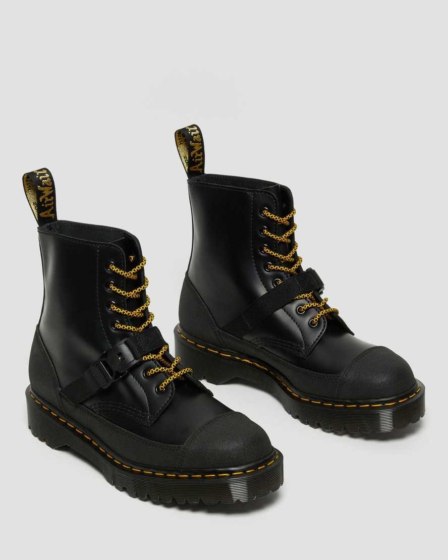 Women's Dr Martens 1460 Bex Tech Made in England Leather Ankle Boots Black Smooth | 312NGLUQD