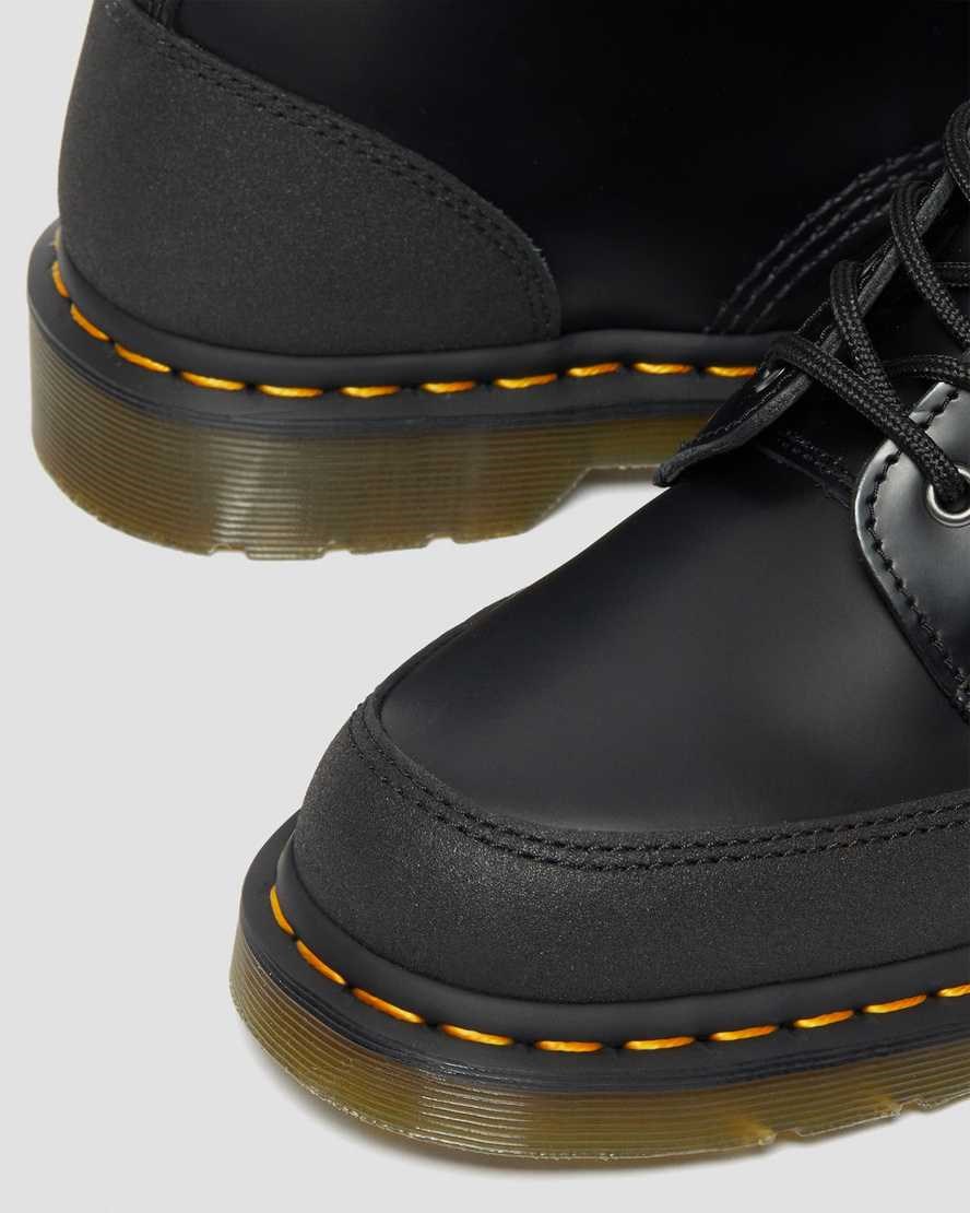 Women's Dr Martens 1460 Guard Panel Leather Lace Up Boots Black Smooth | 506GBUJTF