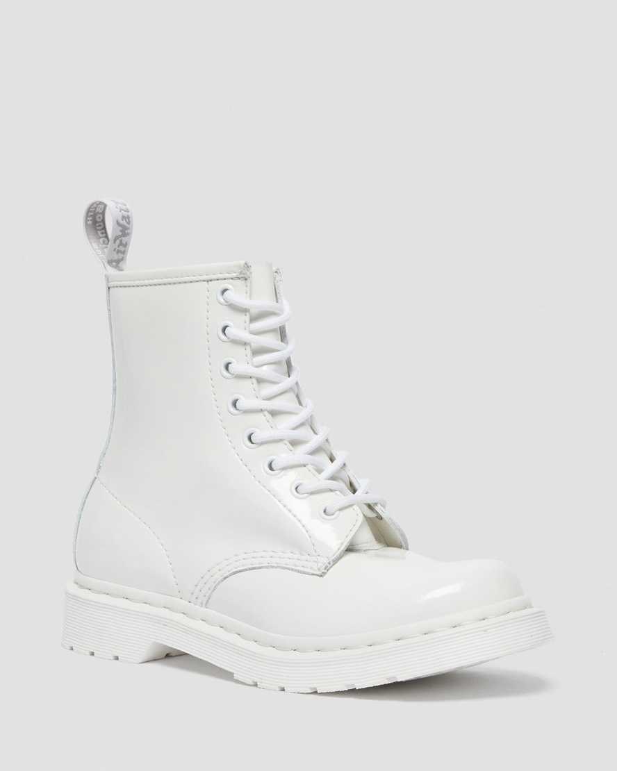 Women\'s Dr Martens 1460 Mono Patent Leather Ankle Boots White Patent Lamper | 203TNXVEG