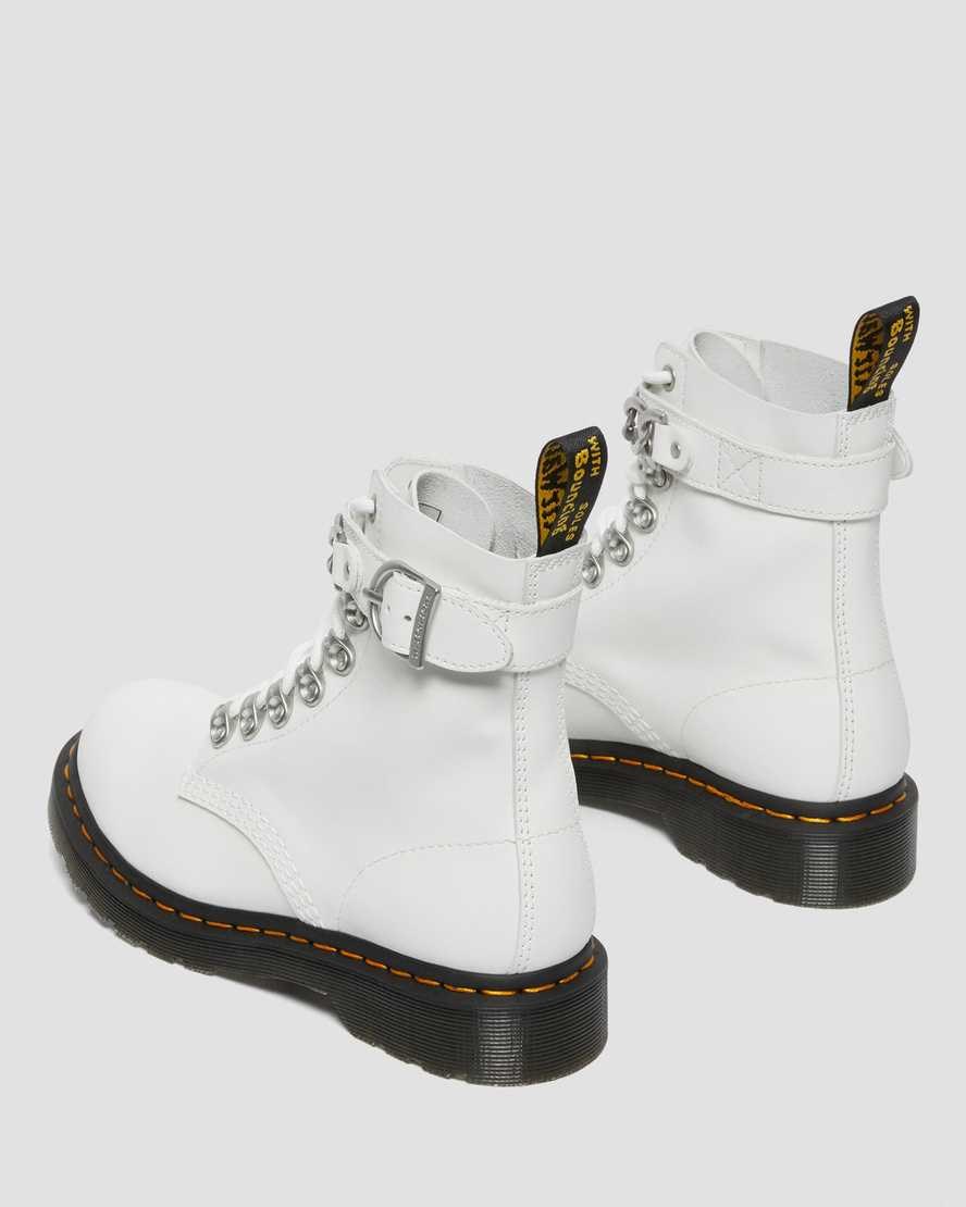 Women's Dr Martens 1460 Pascal Chain Leather Ankle Boots White Sendal | 061IOGNSW