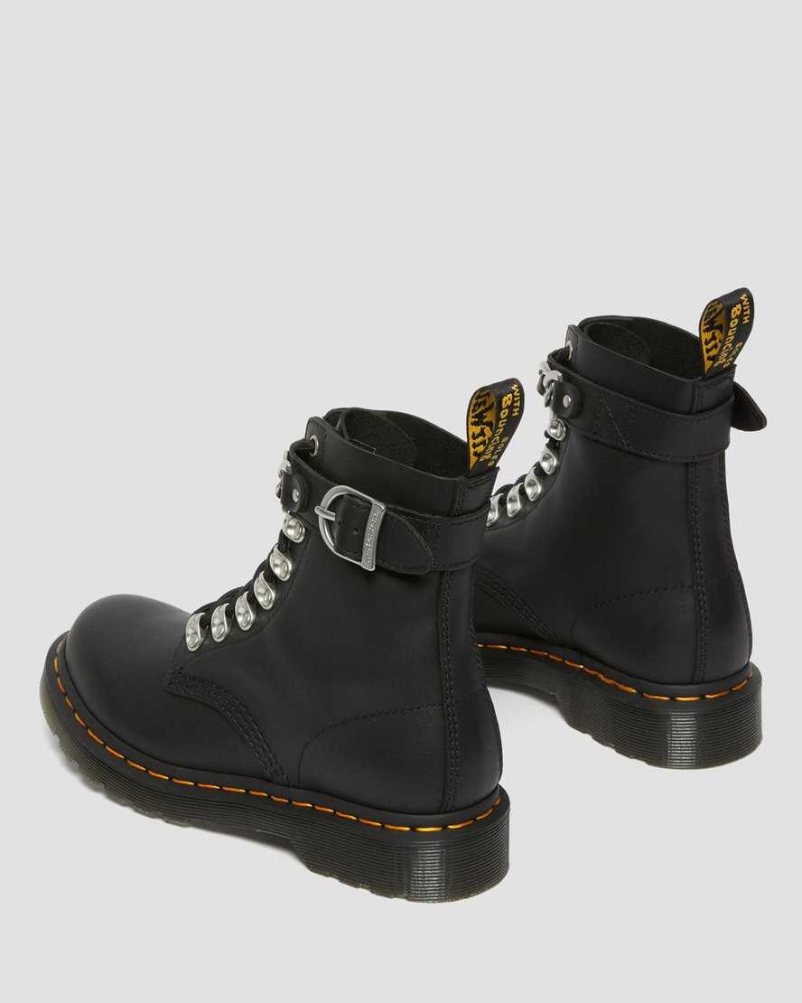 Women's Dr Martens 1460 Pascal Chain Leather Lace Up Boots Black Sendal | 451DHOXCA