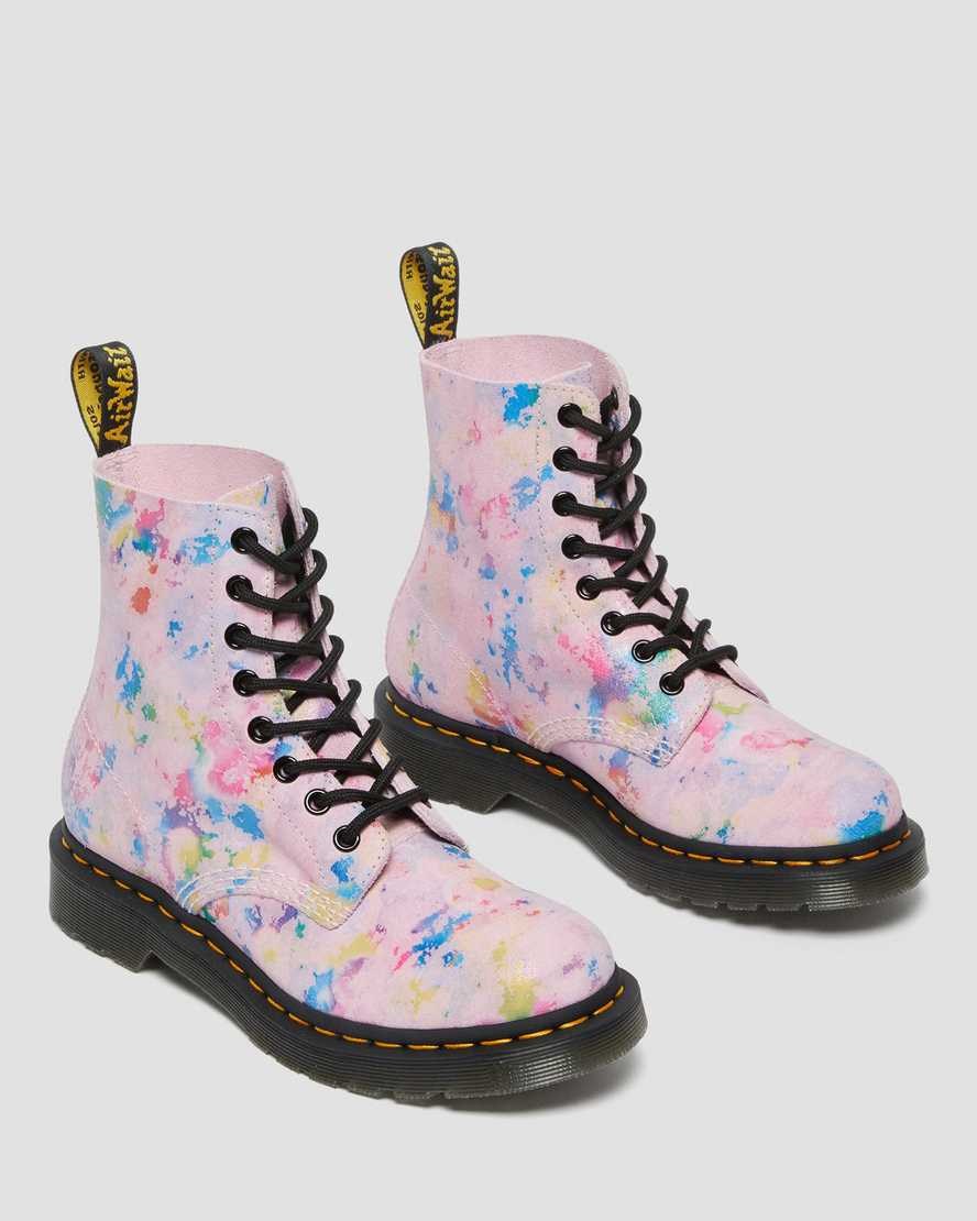 Women's Dr Martens 1460 Pascal Confetti Suede Lace Up Boots Pink | 703LVDMPS