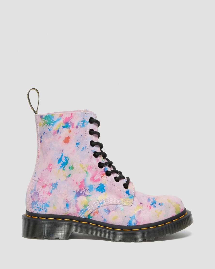 Women's Dr Martens 1460 Pascal Confetti Suede Lace Up Boots Pink | 703LVDMPS