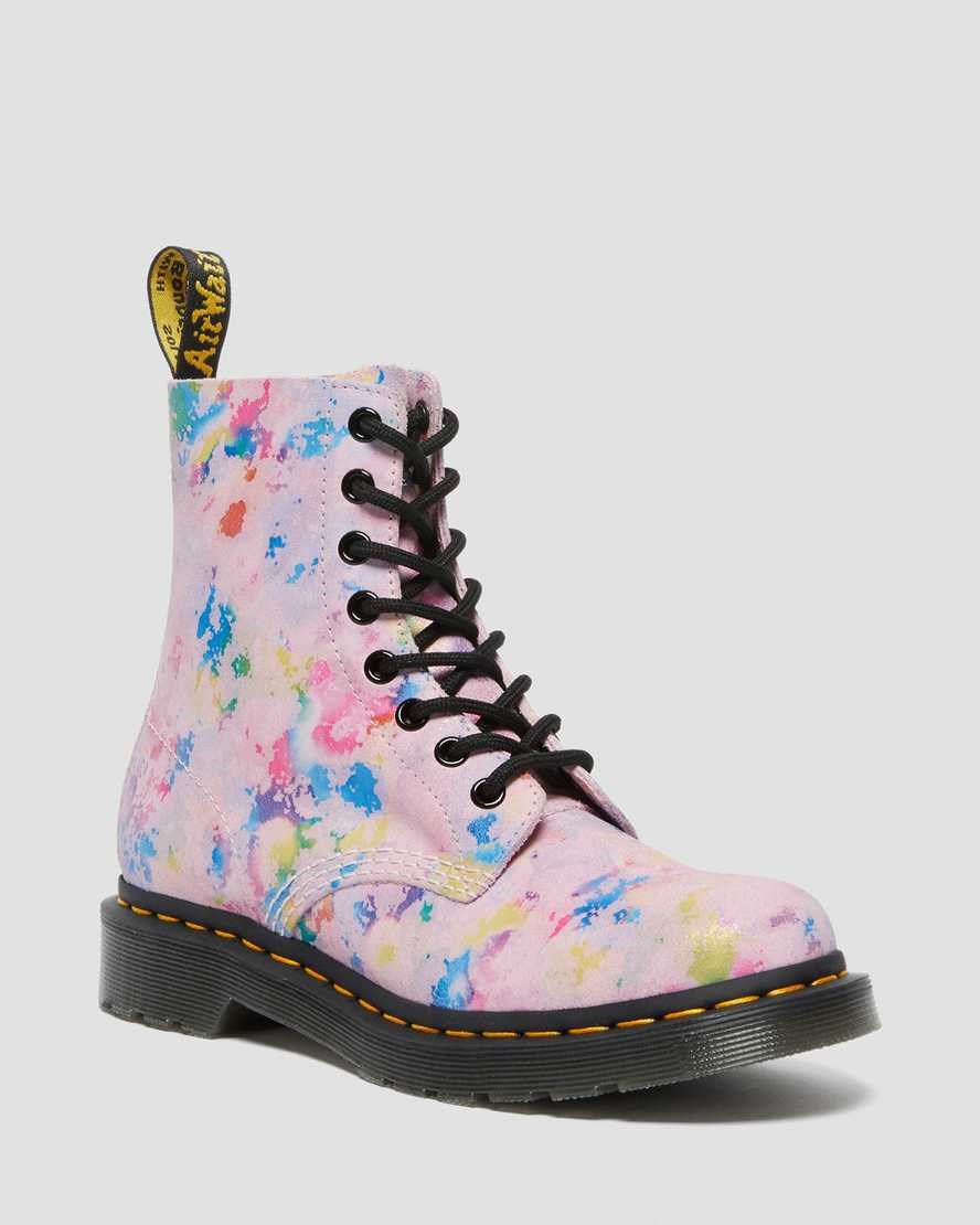 Women's Dr Martens 1460 Pascal Confetti Suede Lace Up Boots Pink | 703LVDMPS