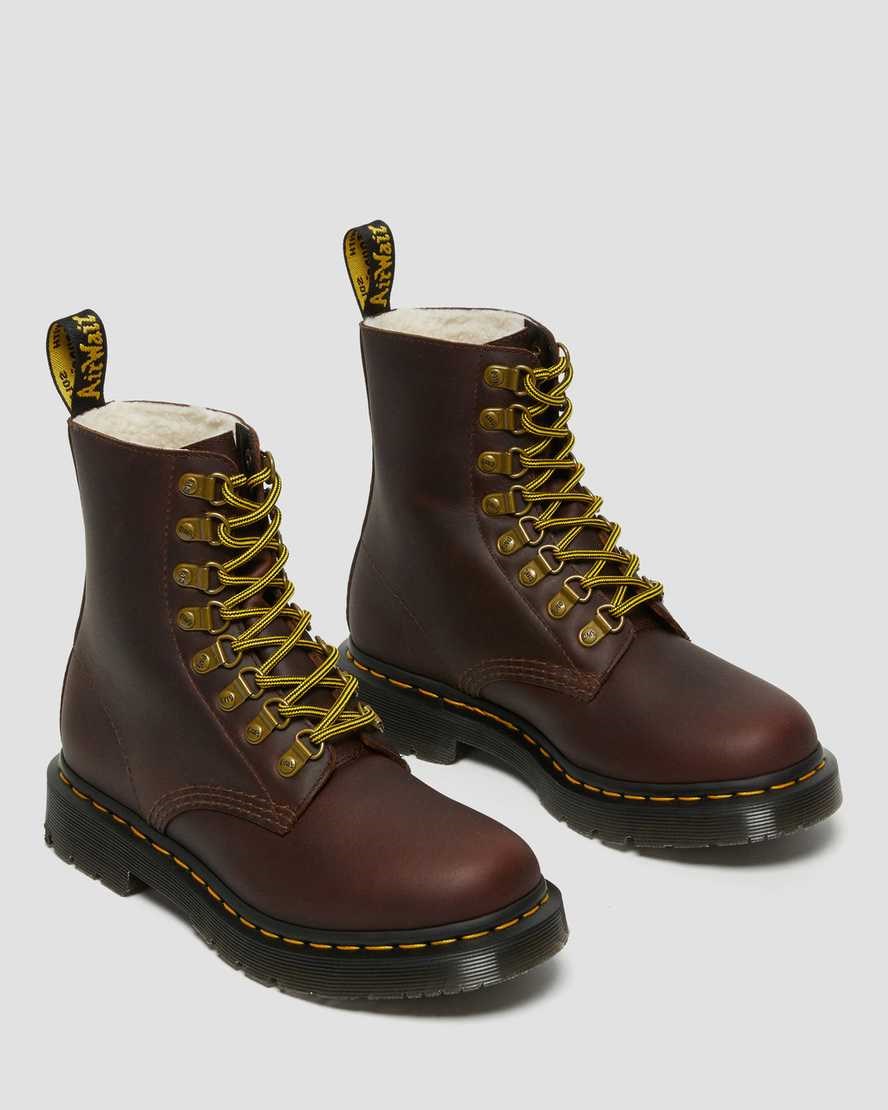 Women's Dr Martens 1460 Pascal DM's Wintergrip Leather Ankle Boots Brown Snowplow | 097BCEOSN