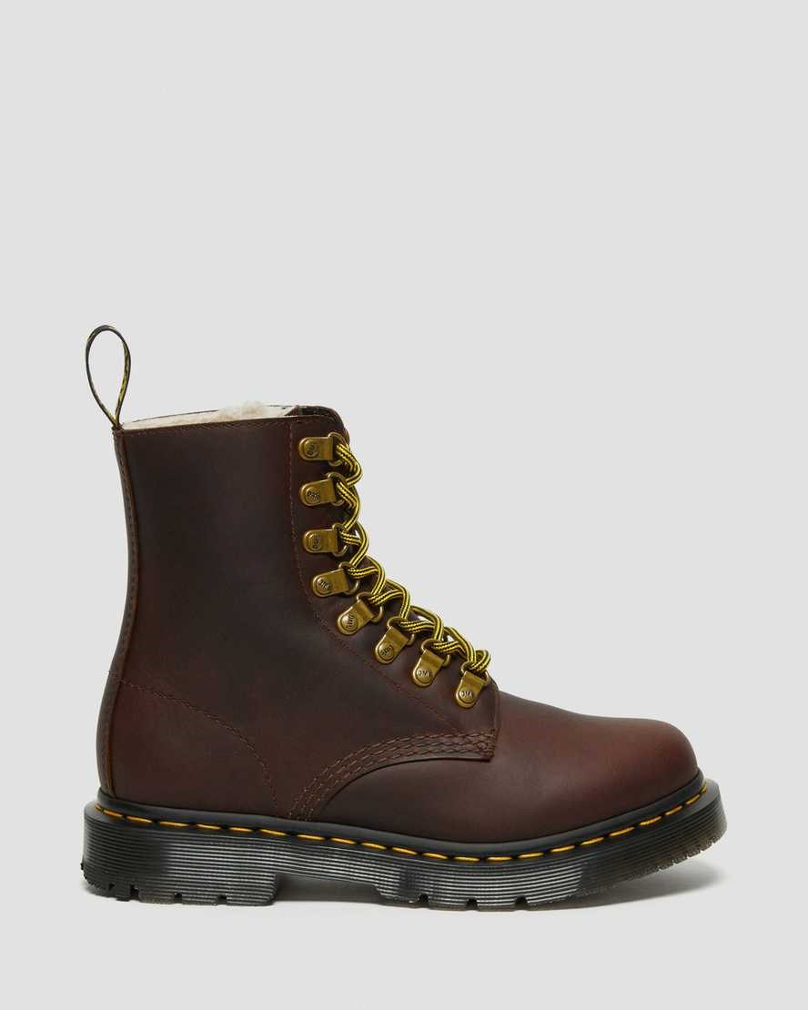 Women's Dr Martens 1460 Pascal DM's Wintergrip Leather Lace Up Boots Brown Snowplow | 261HYGWTQ