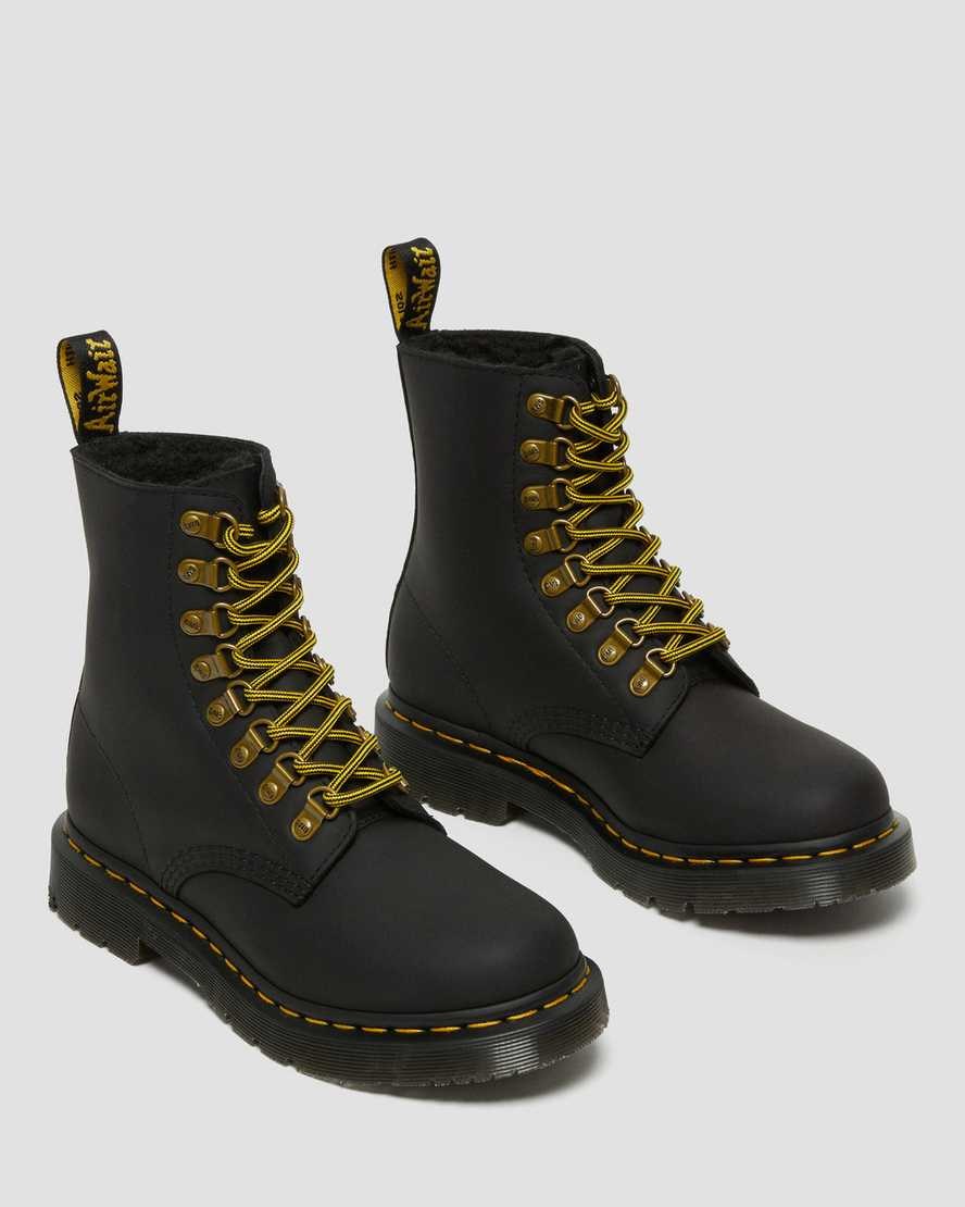 Women's Dr Martens 1460 Pascal DM's Wintergrip Leather Lace Up Boots Black Snowplow | 635WMPOBF