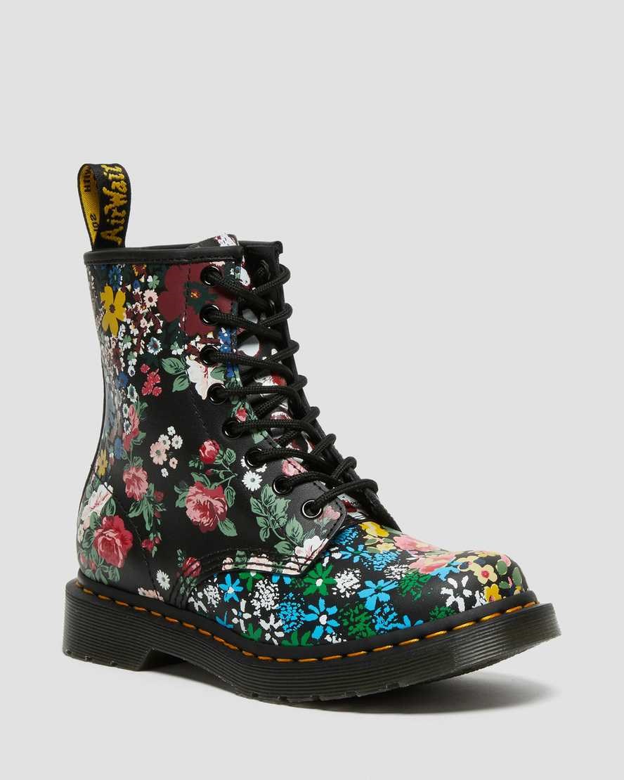 Women\'s Dr Martens 1460 Pascal Floral Mash Up Leather Lace Up Boots White Floral Mash Up Backhand | 024BTRNJH