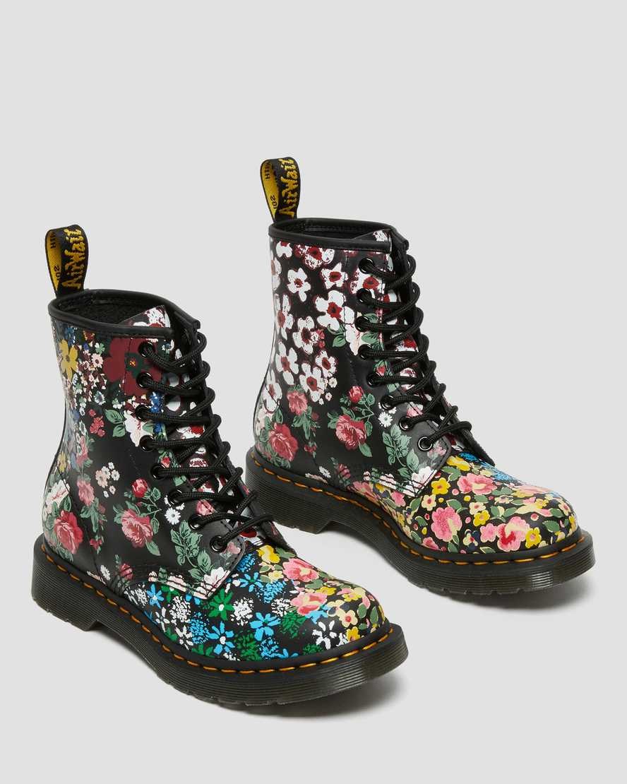 Women's Dr Martens 1460 Pascal Floral Mash Up Leather Ankle Boots White Floral Mash Up Backhand | 138JKFAOY