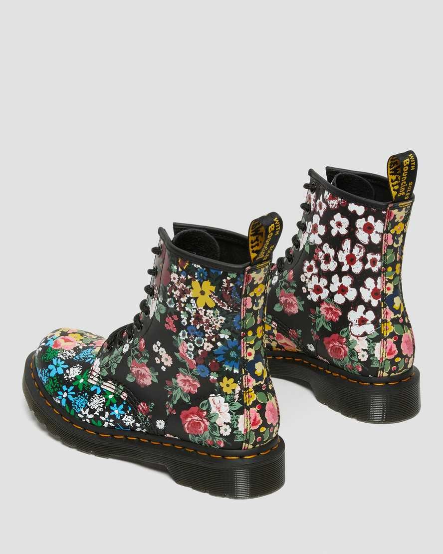 Women's Dr Martens 1460 Pascal Floral Mash Up Leather Ankle Boots White Floral Mash Up Backhand | 138JKFAOY