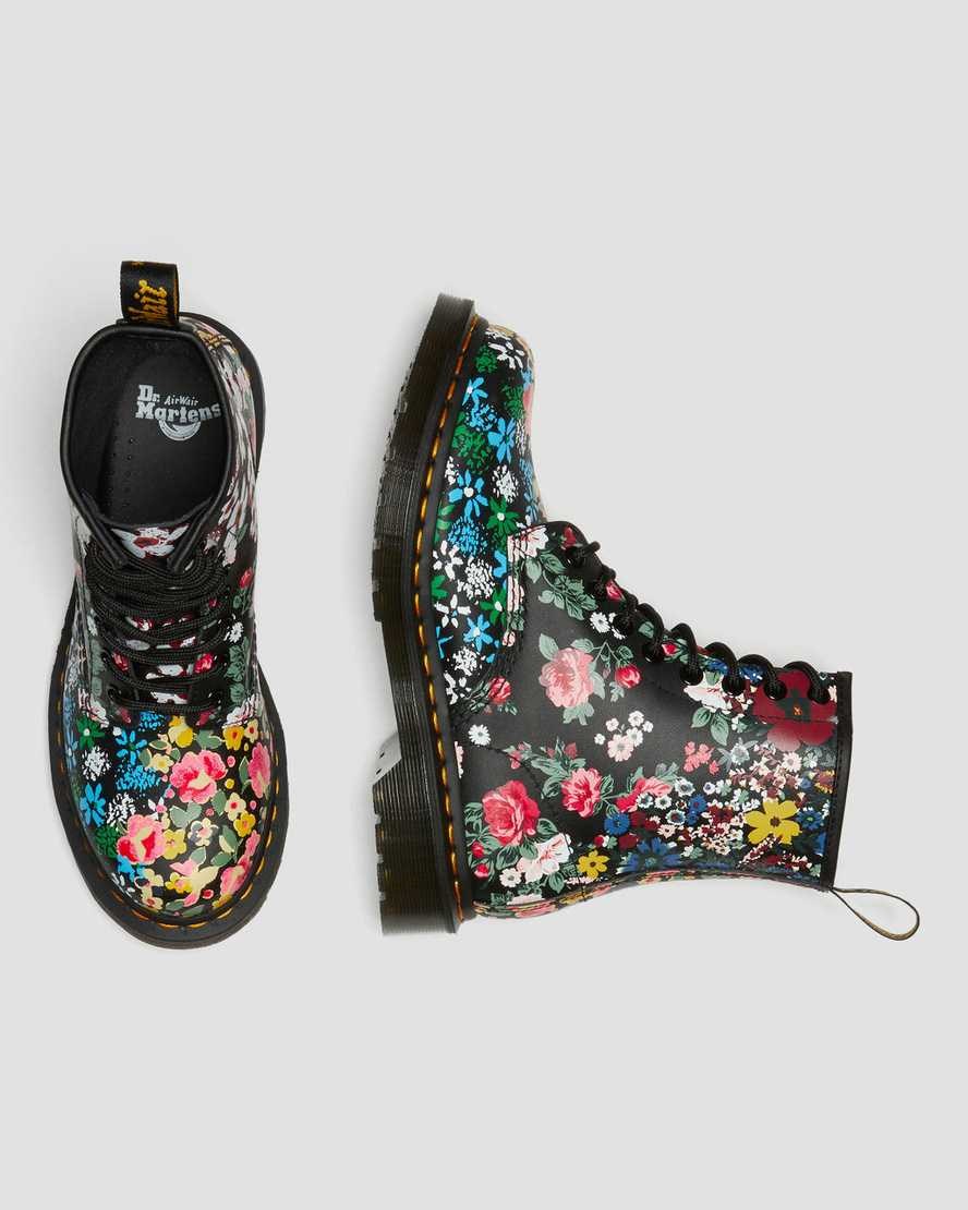 Women's Dr Martens 1460 Pascal Floral Mash Up Leather Ankle Boots White Floral Mash Up Backhand | 138JKFAOY