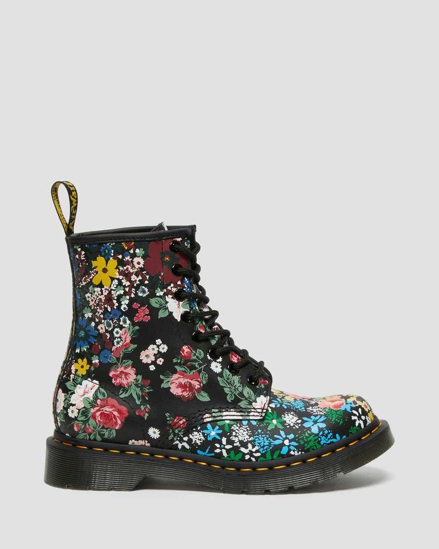 Women's Dr Martens 1460 Pascal Floral Mash Up Leather Ankle Boots White Floral Mash Up Backhand | 138JKFAOY