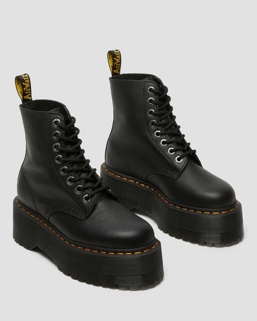 Women's Dr Martens 1460 Pascal Max Leather Lace Up Boots Black Pisa | 392RTPVSG