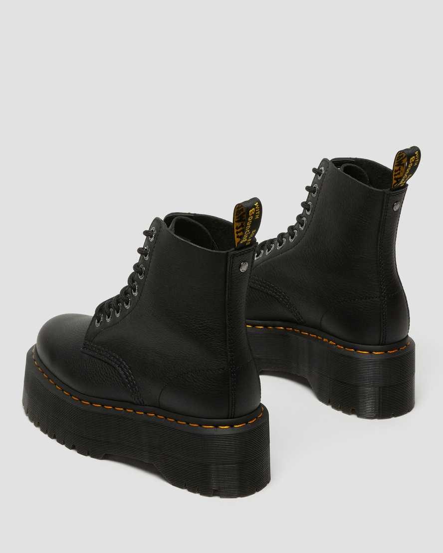 Women's Dr Martens 1460 Pascal Max Leather Lace Up Boots Black Pisa | 392RTPVSG