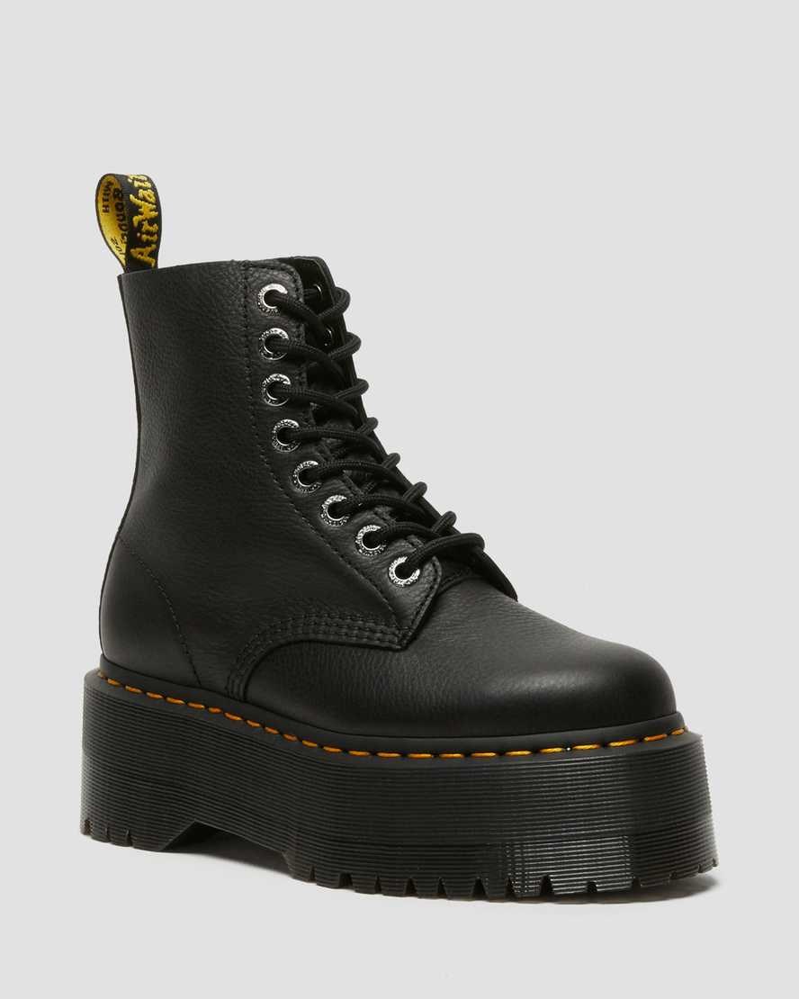 Women\'s Dr Martens 1460 Pascal Max Leather Lace Up Boots Black Pisa | 392RTPVSG