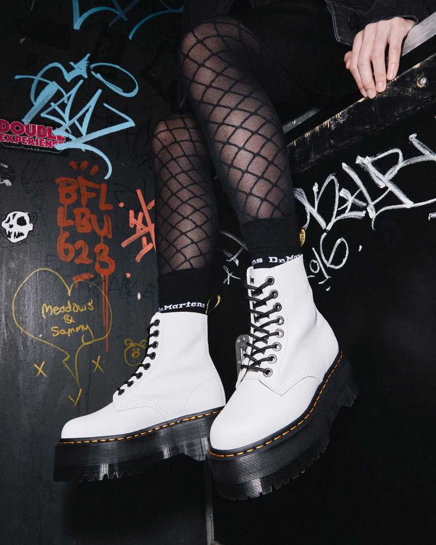 Women's Dr Martens 1460 Pascal Max Leather Lace Up Boots White Pisa | 470DBFPNX