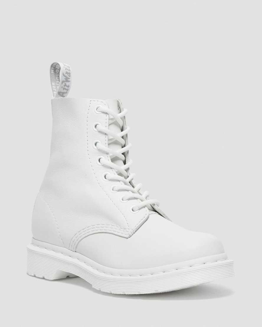 Women\'s Dr Martens 1460 Pascal Mono Ankle Boots White Virginia | 497UTCEAG