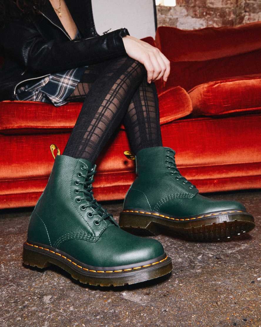 Women's Dr Martens 1460 Pascal Virginia Leather Ankle Boots Green Virginia | 109JIEZQO