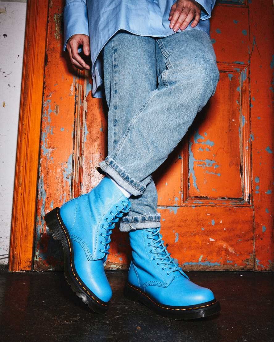 Women's Dr Martens 1460 Pascal Virginia Leather Lace Up Boots Blue Virginia | 263FXBTIV