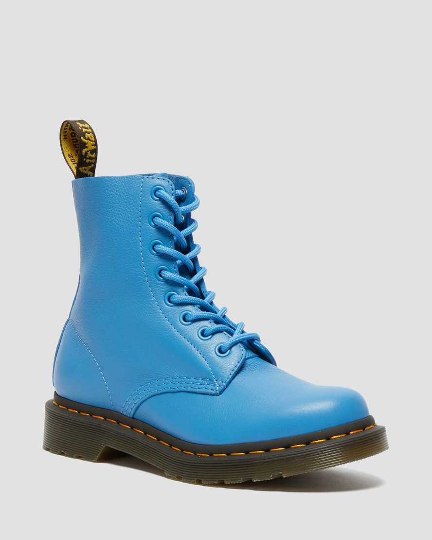 Women\'s Dr Martens 1460 Pascal Virginia Leather Lace Up Boots Blue Virginia | 263FXBTIV