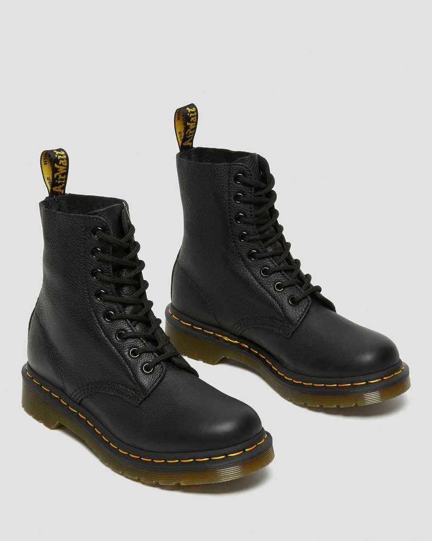 Women's Dr Martens 1460 Pascal Virginia Leather Lace Up Boots Black Virginia | 538GDABCR