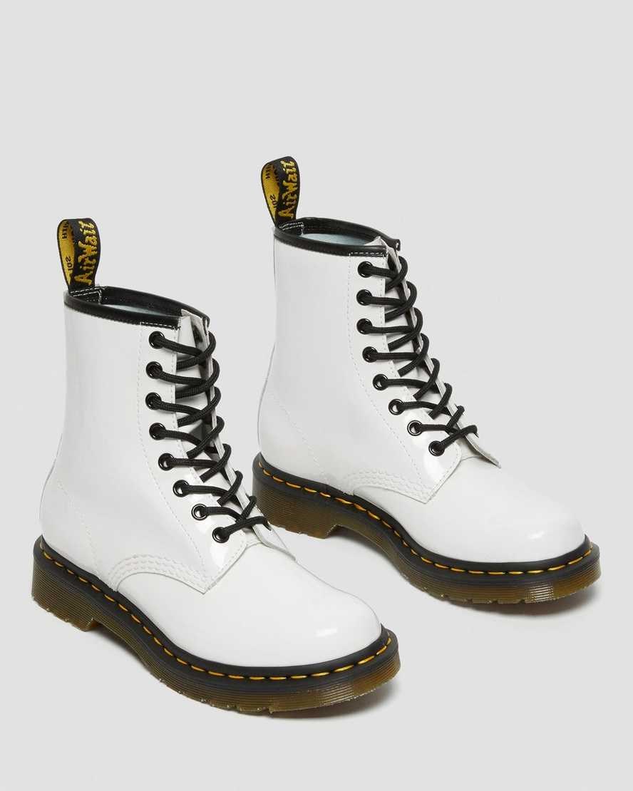 Women's Dr Martens 1460 Patent Leather Lace Up Boots White Patent Lamper | 791NWIGRP