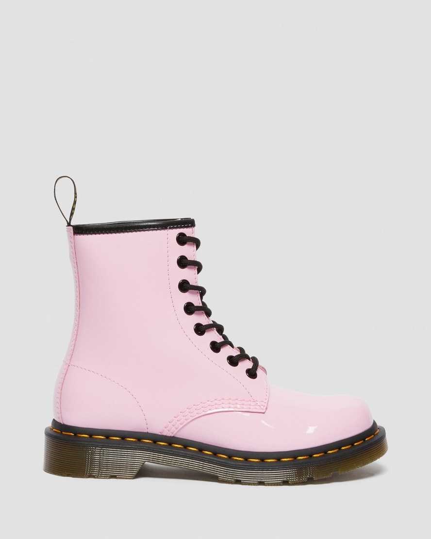 Women's Dr Martens 1460 Patent Leather Lace Up Boots Pale Pink Patent Lamper | 856RXCONK