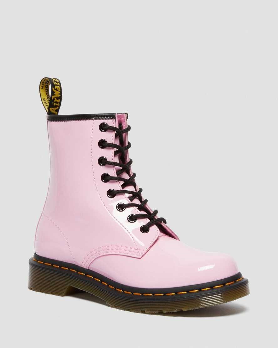 Women\'s Dr Martens 1460 Patent Leather Patent Boots Pale Pink Patent Lamper | 017ZKJHIP