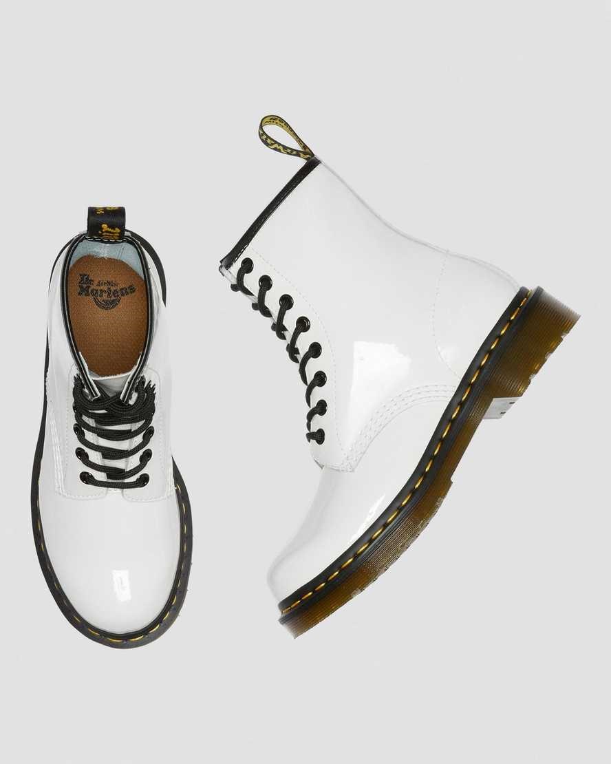 Women's Dr Martens 1460 Patent Leather Patent Boots White Patent Lamper | 879CESYTA