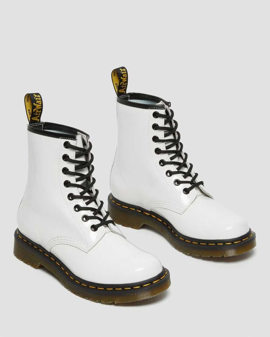 Women's Dr Martens 1460 Patent Leather Patent Boots White Patent Lamper | 879CESYTA