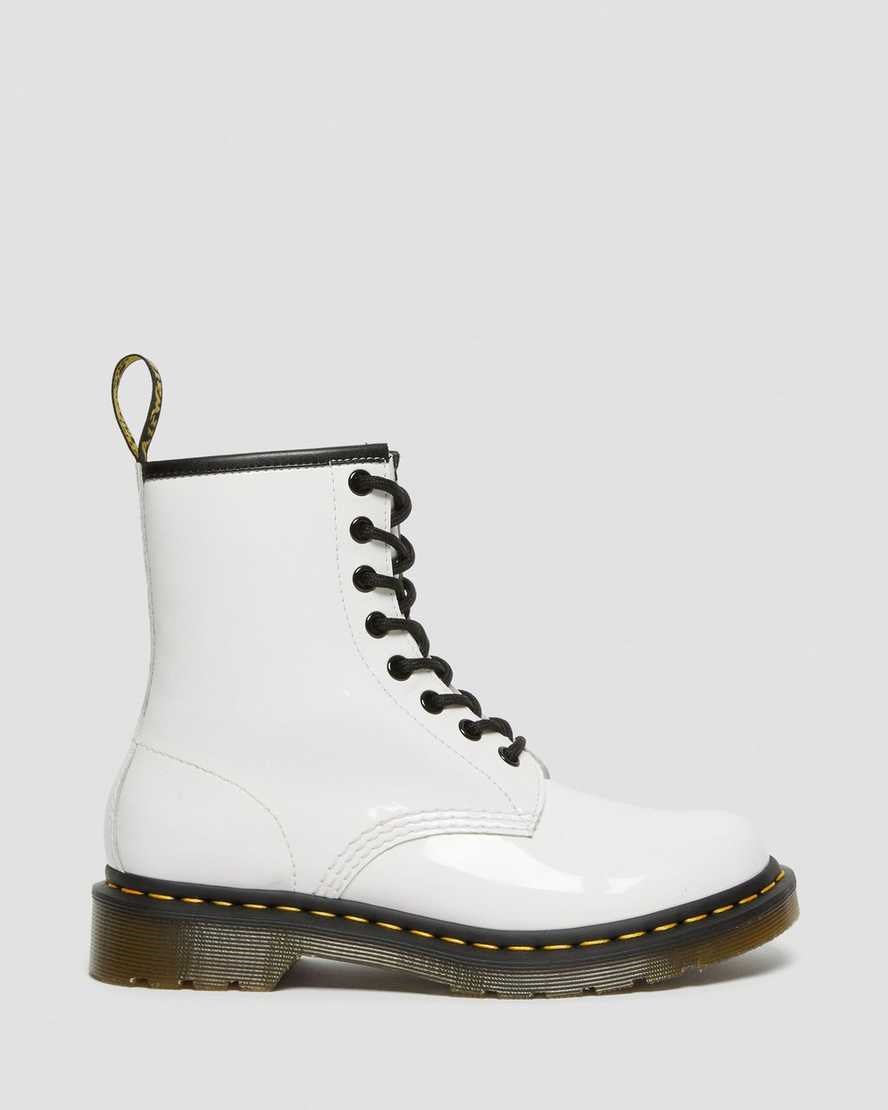 Women's Dr Martens 1460 Patent Leather Patent Boots White Patent Lamper | 879CESYTA