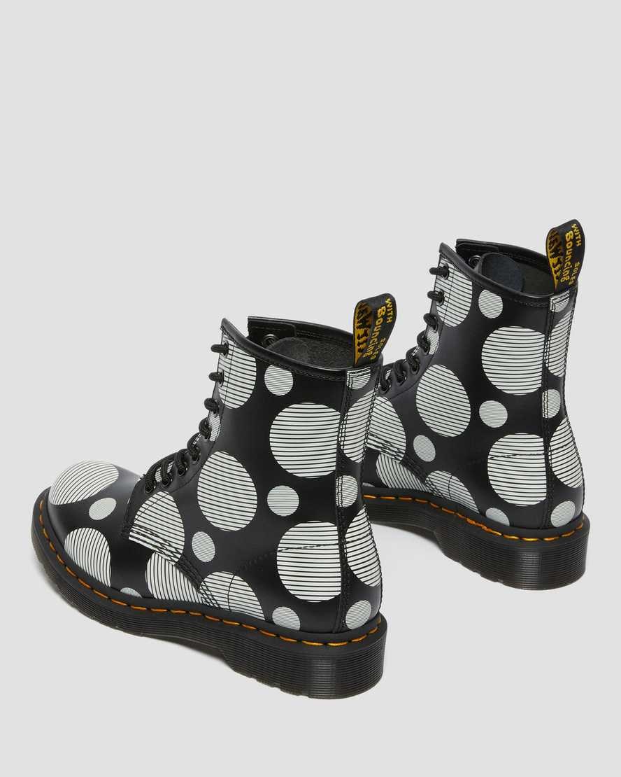 Women's Dr Martens 1460 Polka Dot Smooth Leather Lace Up Boots Black Polka Dot Smooth | 790UCAPEQ