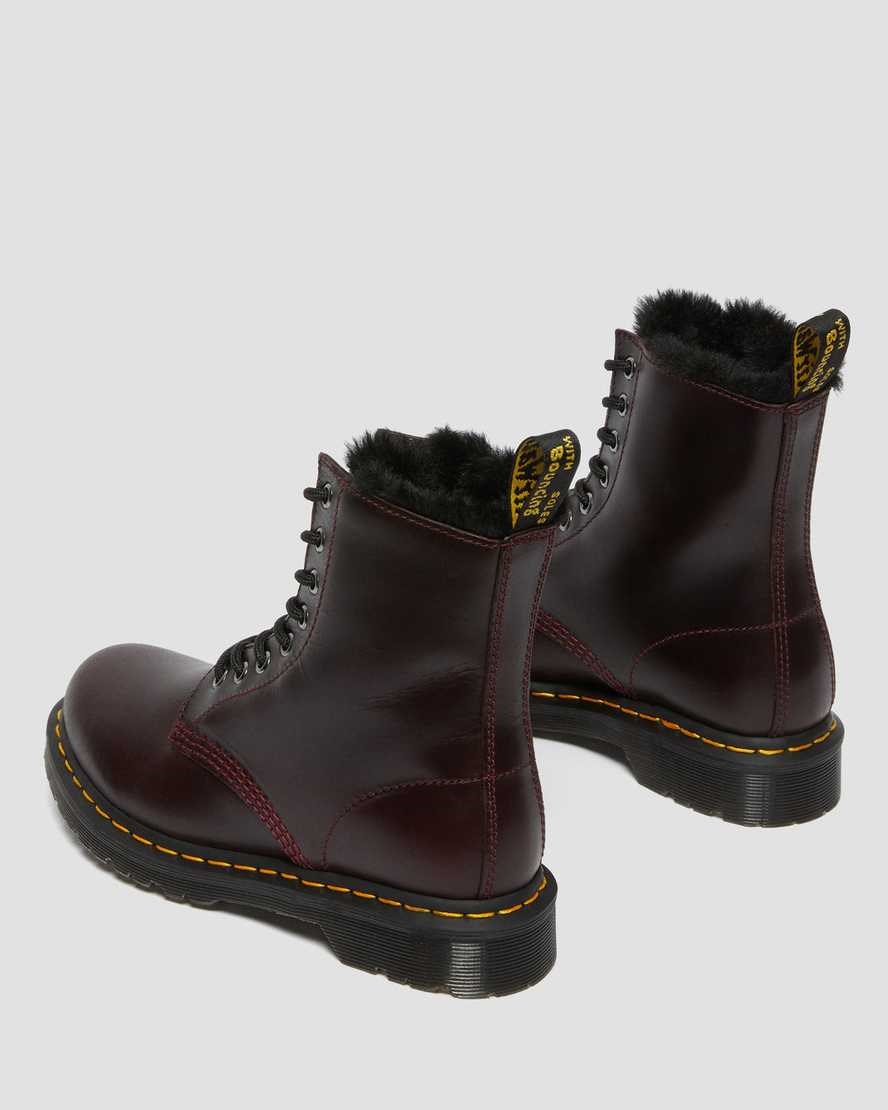 Women's Dr Martens 1460 Serena Faux Fur Lined Ankle Boots Oxblood Atlas | 386NYLZEM